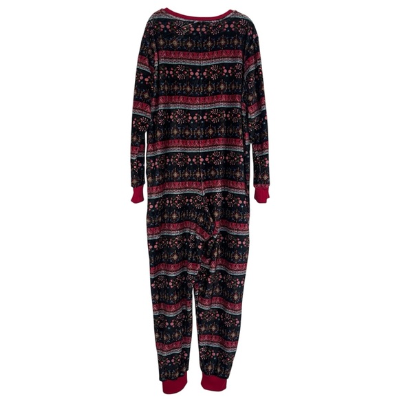 Natural Life Plush Fleece One Piece Pajamas Boho Print L/XL Cabincore Loungewear - Picture 5 of 13
